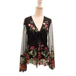 Embroidered Mesh Blouse - Size Medium